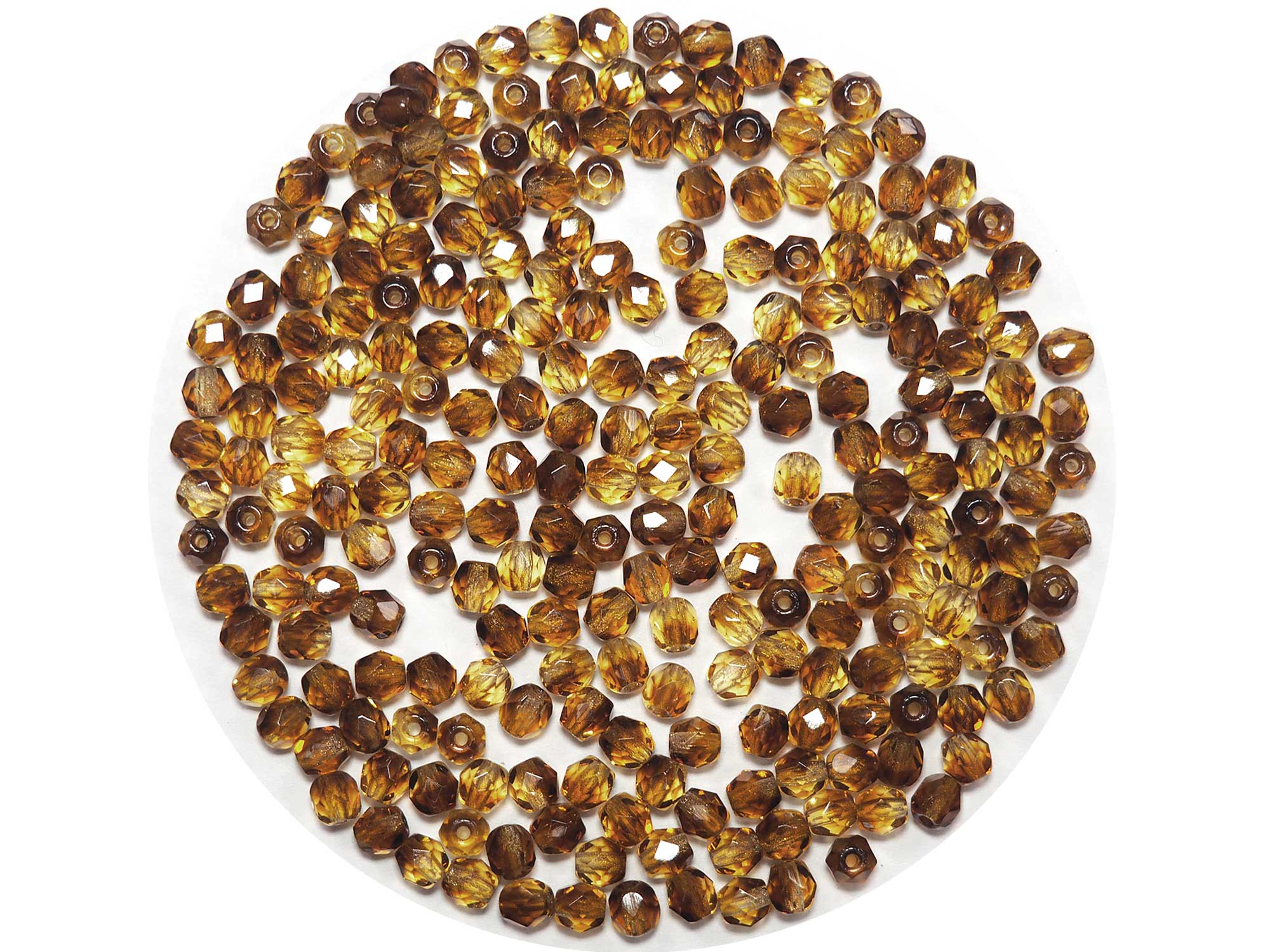 Filemot, Brown and Yellow 2-tone combination, Czech Fire Polished Round Faceted Glass Beads, 4mm 100pcs, P463