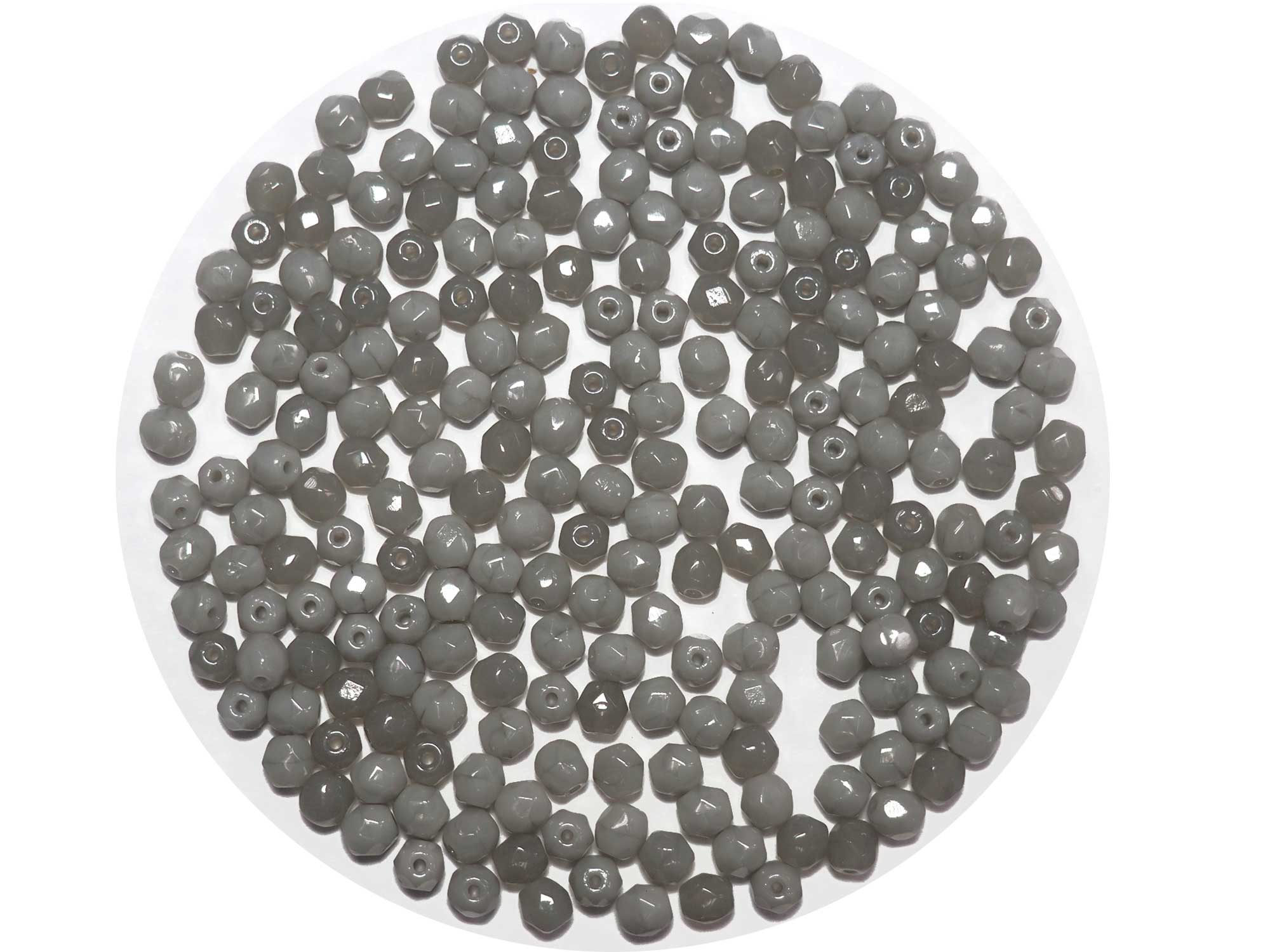 Grey Opaque Mix, 2-tone, Czech Fire Polished Round Faceted Glass Beads, 4mm 100pcs, P464