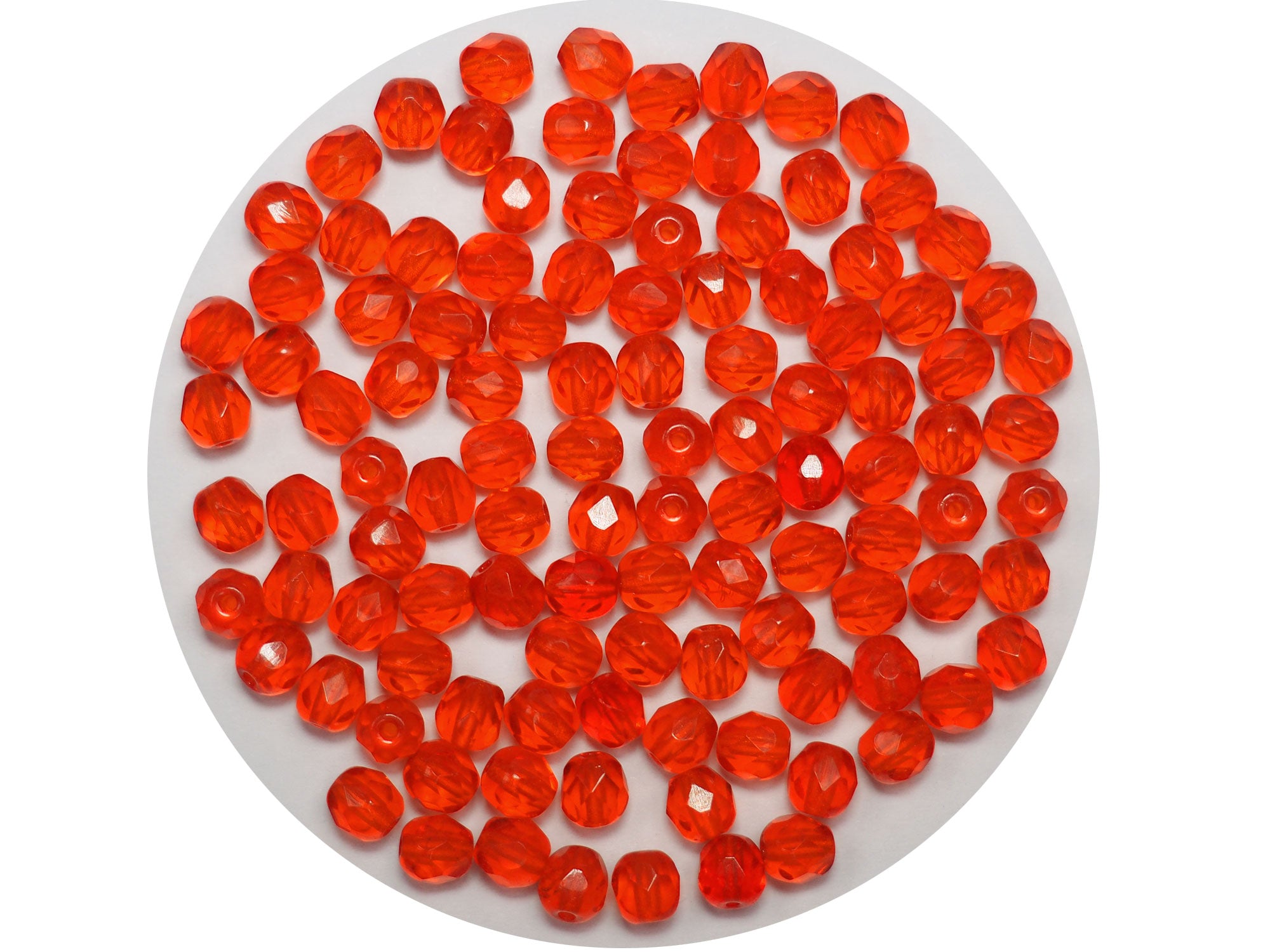 Red Hyacinth, Czech Fire Polished Round Faceted Glass Beads