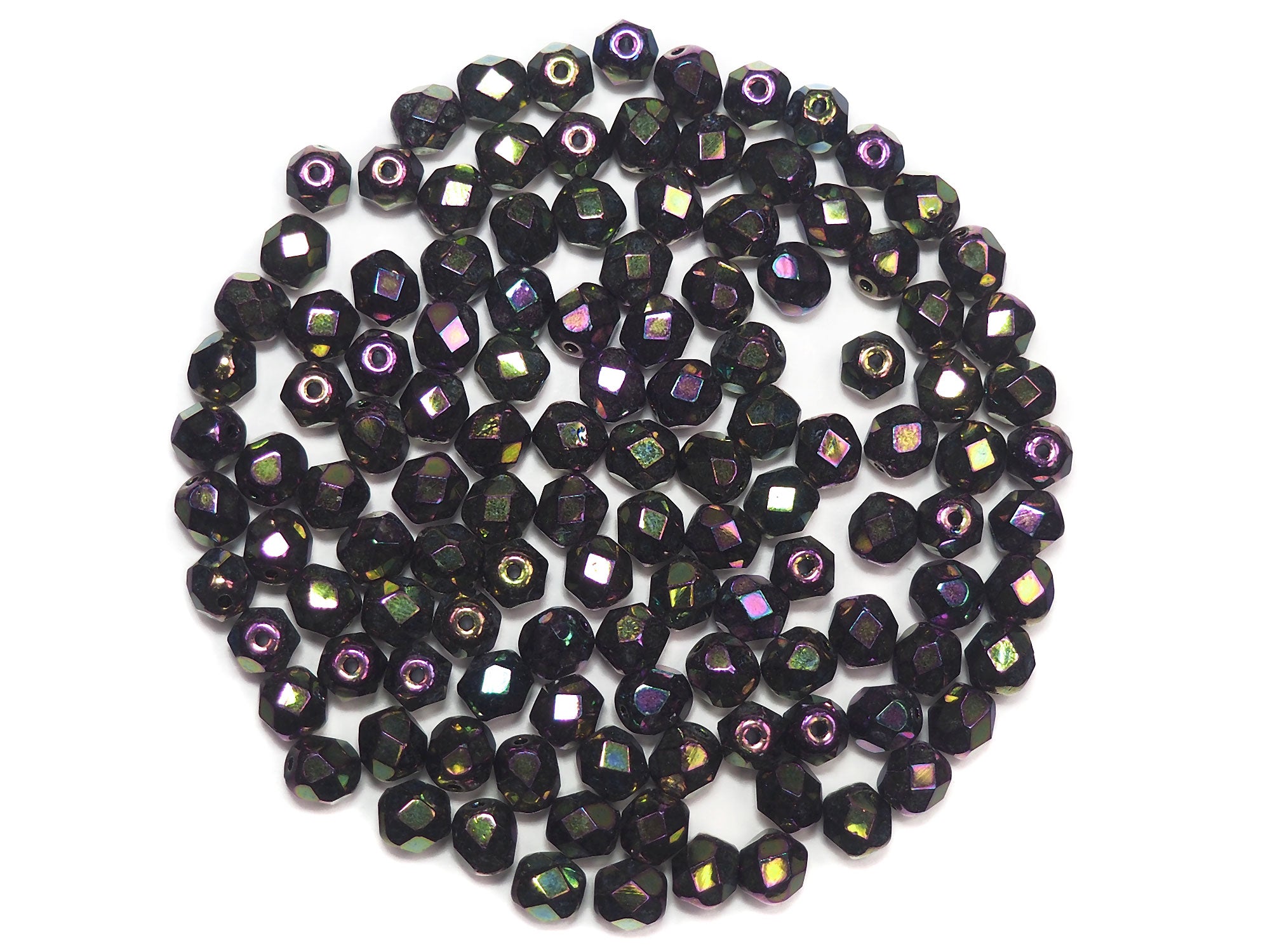 Crystal Violet Luster Fully coated, Czech Fire Polished Round Faceted Glass Beads, 6mm 60pcs, P492