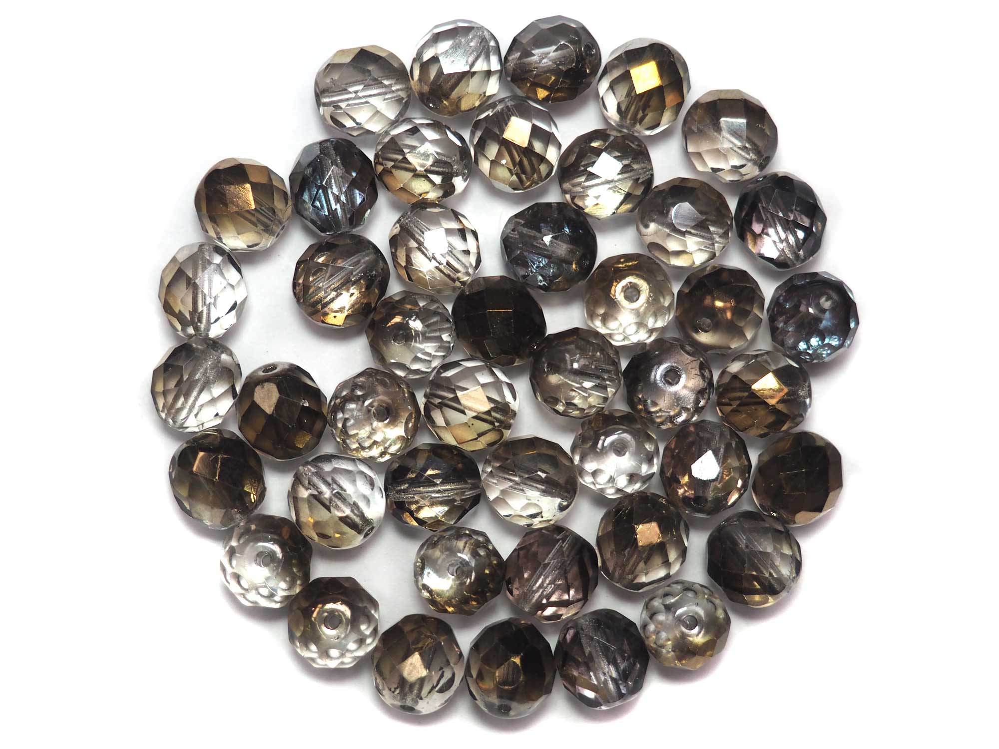 Crystal Vintage Bronze Coated, Czech Fire Polished Round Faceted Glass Beads, 10mm 24pcs, P503