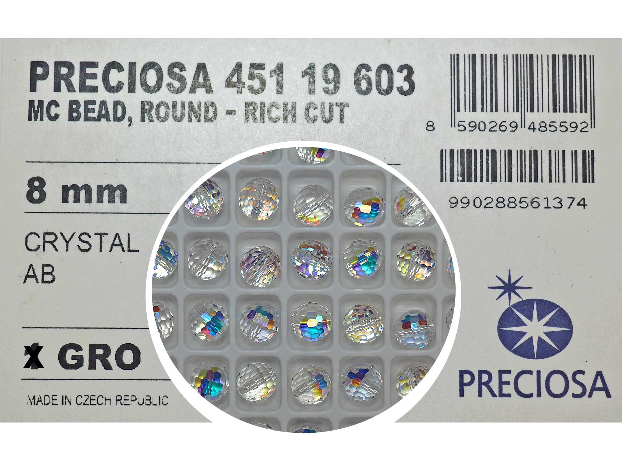 Czech 8mm 8 Balls Beads