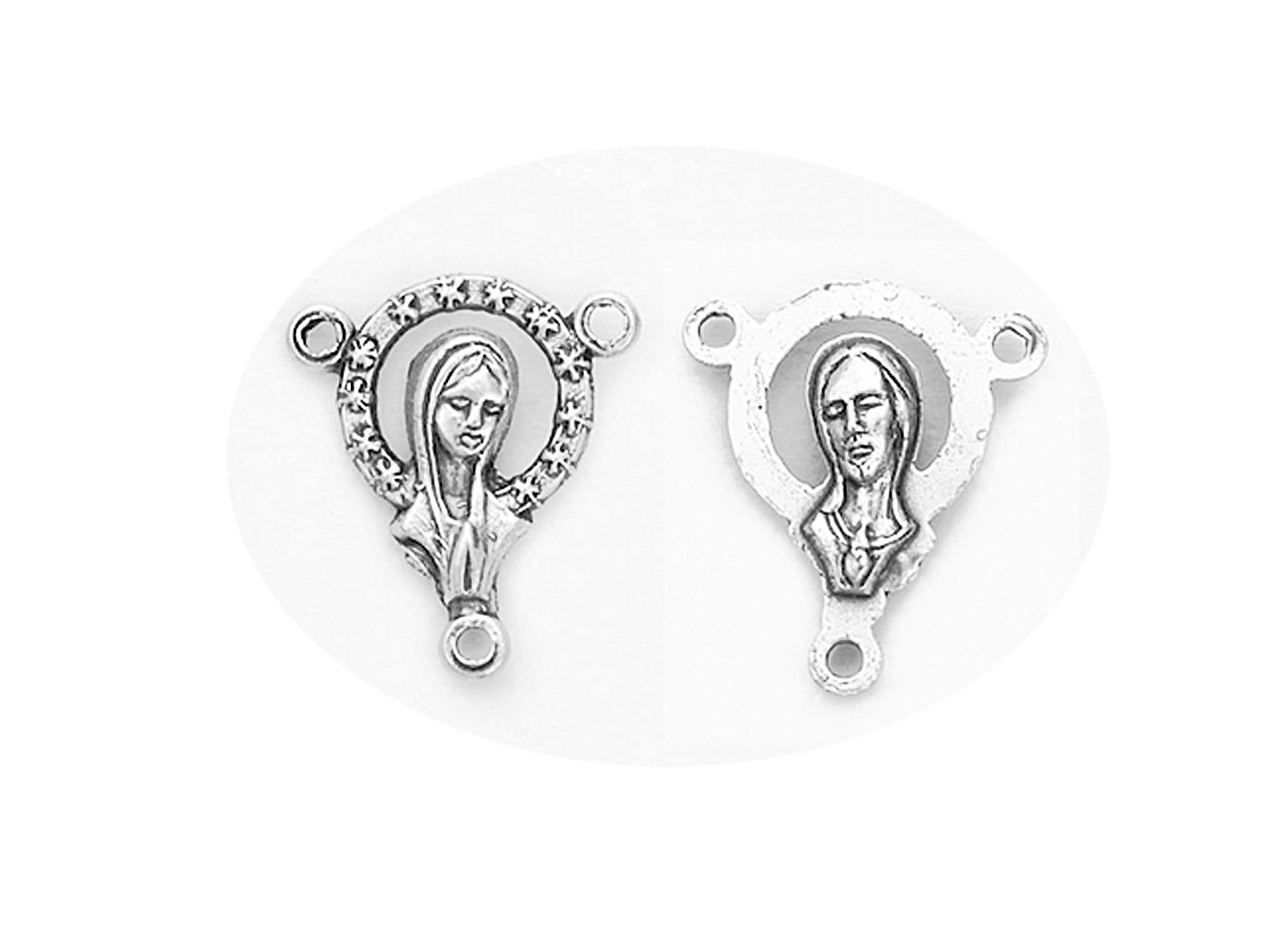 Rosary Centerpiece ~ Vintage Rhodium Silver Plated Center for Rosaries, made in Italy or Czech, P553