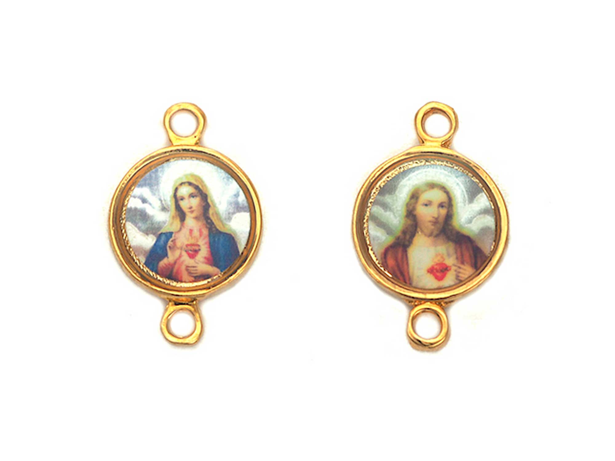 Rosary Centerpiece ~ Enamel and Gold Plated Center for Rosaries, made in Italy, P569