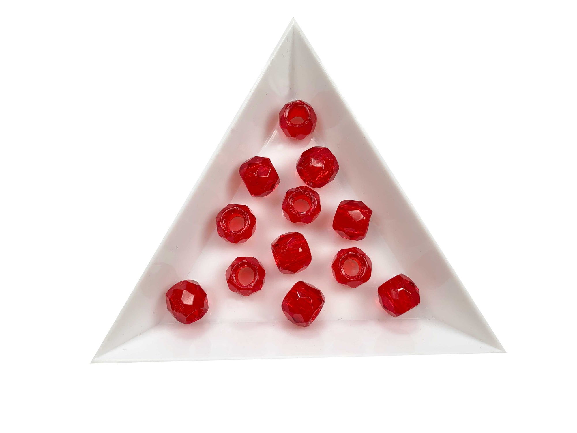 Czech Glass LARGE HOLE Faceted Fire Polished Beads 8mm (8x6.5mm) Siam Light 50 pieces P588-50