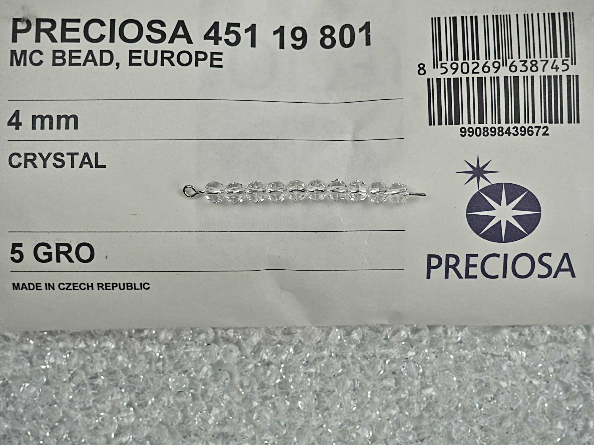 clear Crystal, Preciosa Czech Machine Cut Europe Crystal Beads in size 4mm, 720 pieces, P808