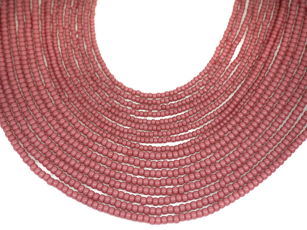 'Czech Round Smooth Pressed POPPY Glass Beads in Rose colored, 2x3mm (size 8/0), 3x4mm (size 6/0) Druk Bead