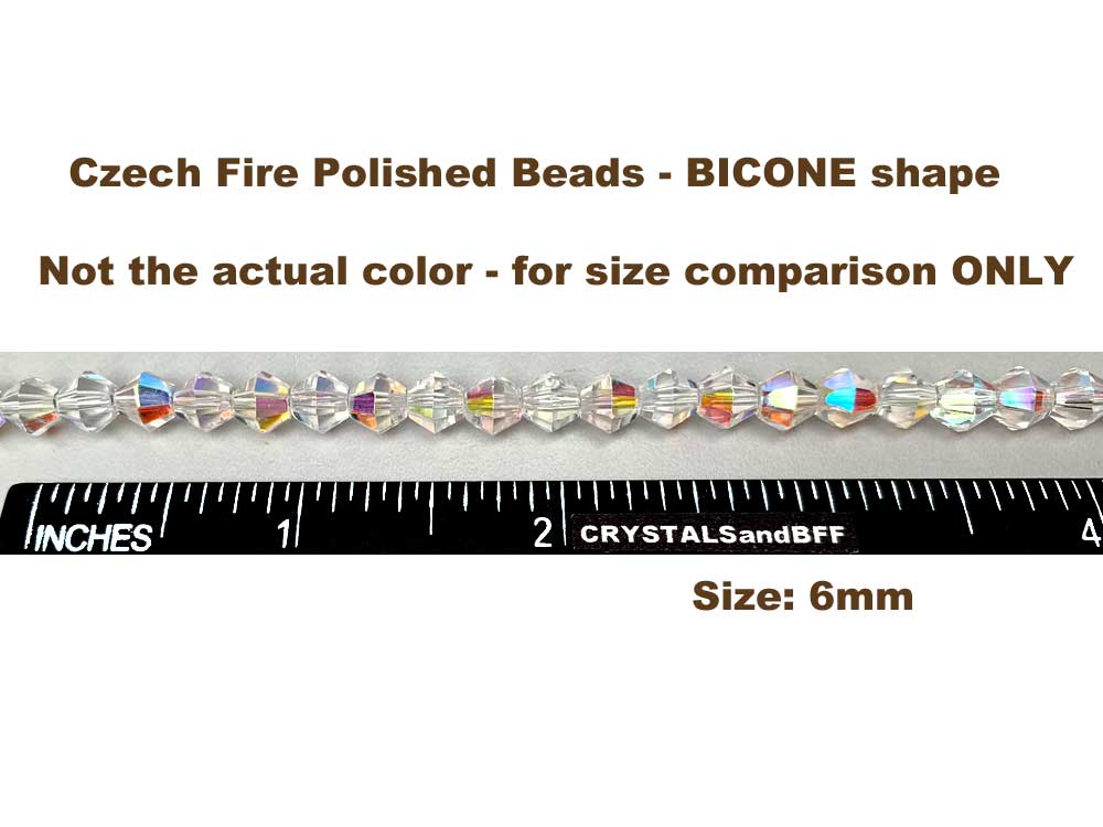 Czech Glass Bicone Shaped Fire Polished Beads 4mm, 6mm, Light Topaz color