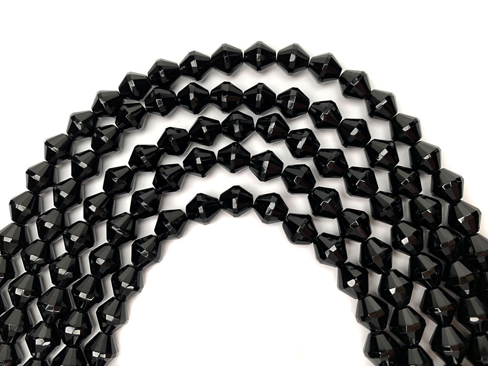 Czech Glass Bicone Shaped Fire Polished Beads 8mm Jet Black, 50 pieces, P777