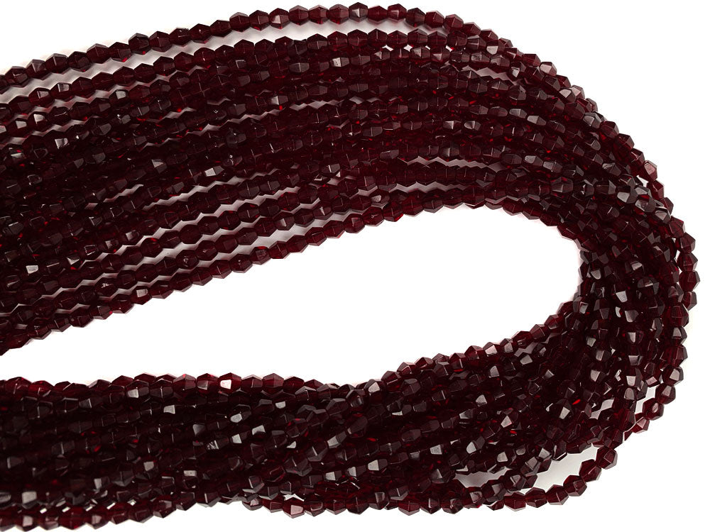 Czech Glass Bicone Shaped Fire Polished Beads 4mm Garnet, deep red, 98 pieces, P778