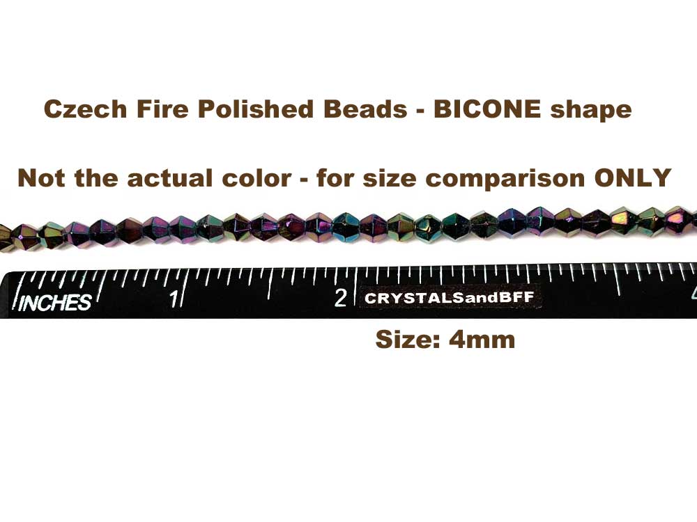 Czech Glass Bicone Shaped Fire Polished Beads 4mm Jet black, 100 pieces, J007