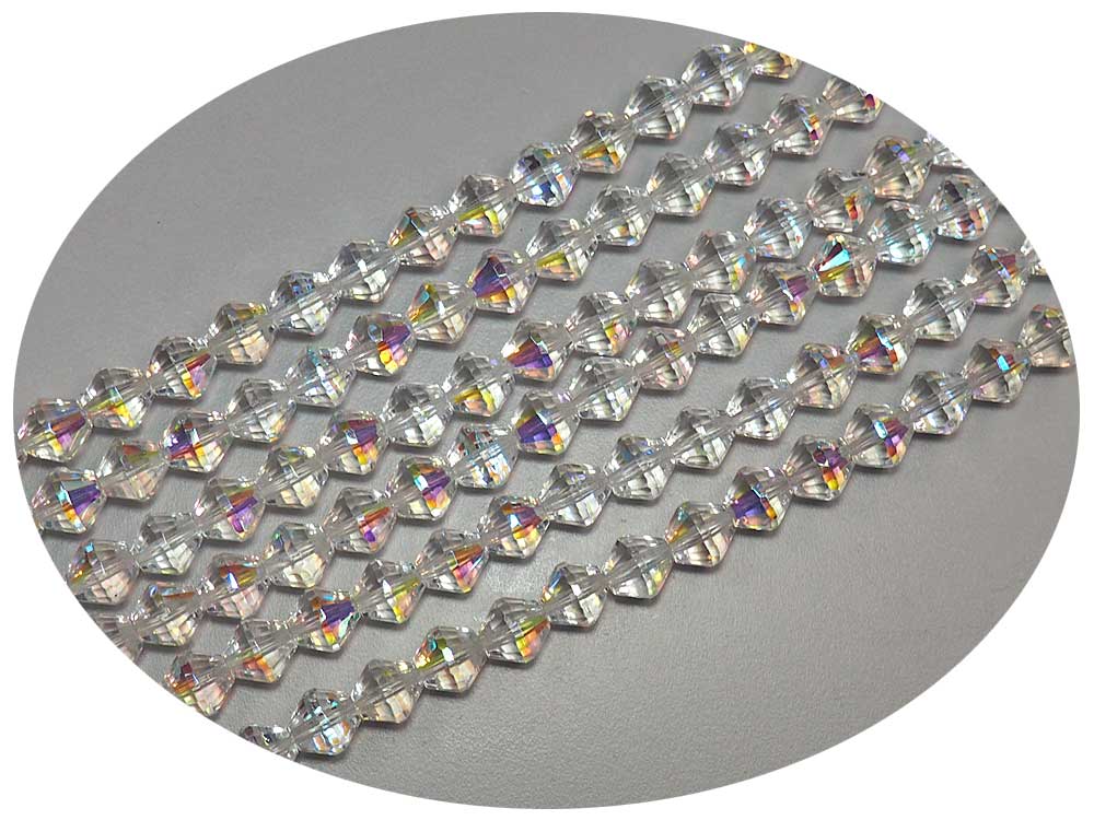 Czech Glass Bicone Shaped Fire Polished Beads 8mm Crystal AB, 50 pieces, P783