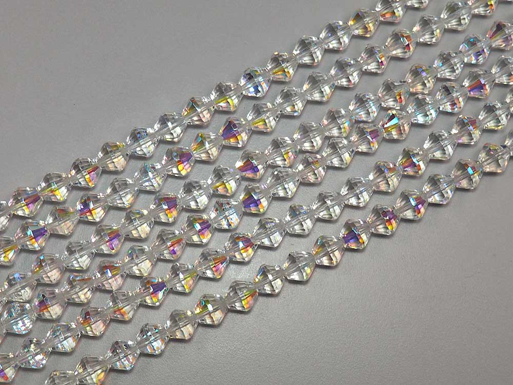 Czech Glass Bicone Shaped Fire Polished Beads 8mm Crystal AB, 50 pieces, P783