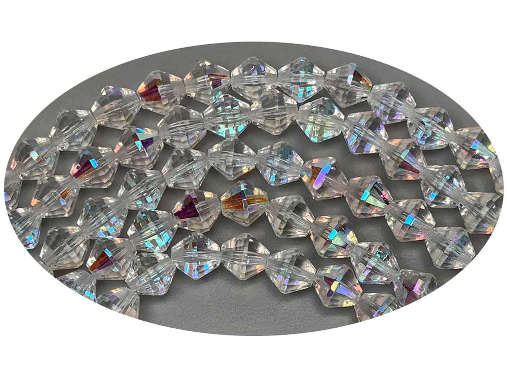 Czech Glass Bicone Shaped Fire Polished Beads 8mm Crystal AB, 50 pieces, P783