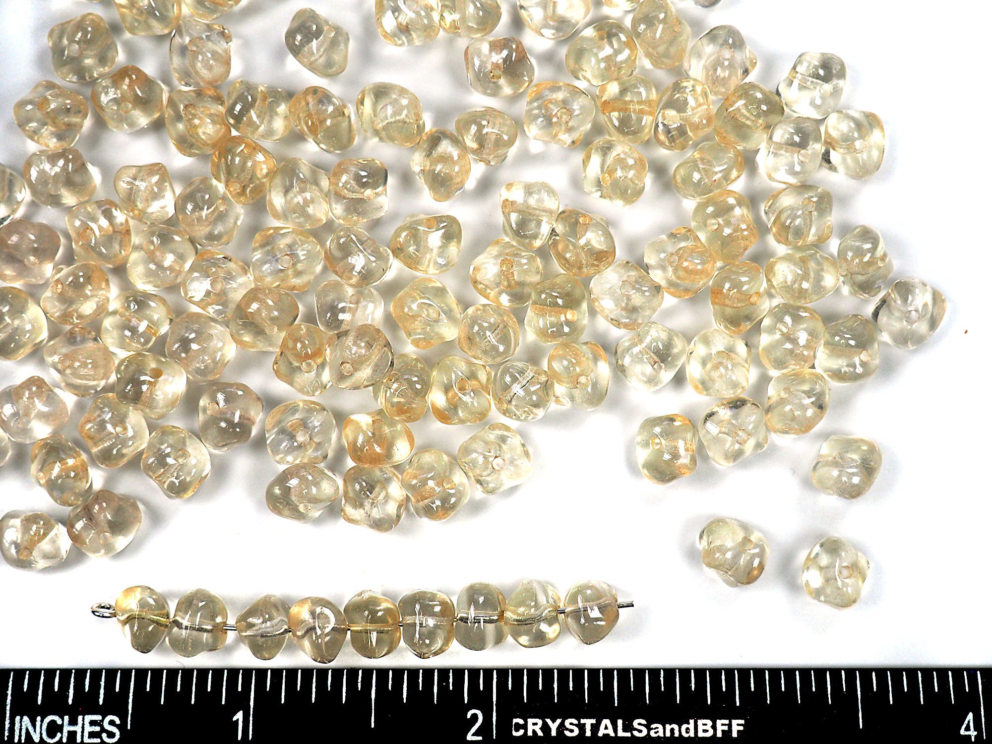 Czech Glass Druk Beads in size 6x8mm, Irregular shape, Crystal Champagne coated, 36pcs, P892
