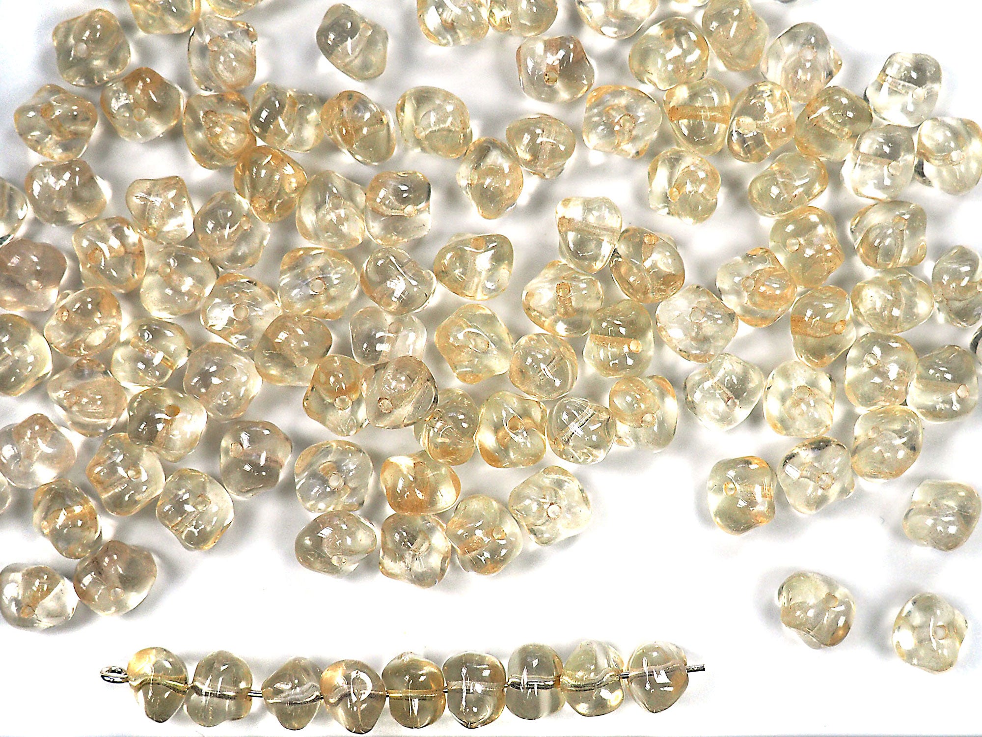 Czech Glass Druk Beads in size 6x8mm, Irregular shape, Crystal Champagne coated, 36pcs, P892