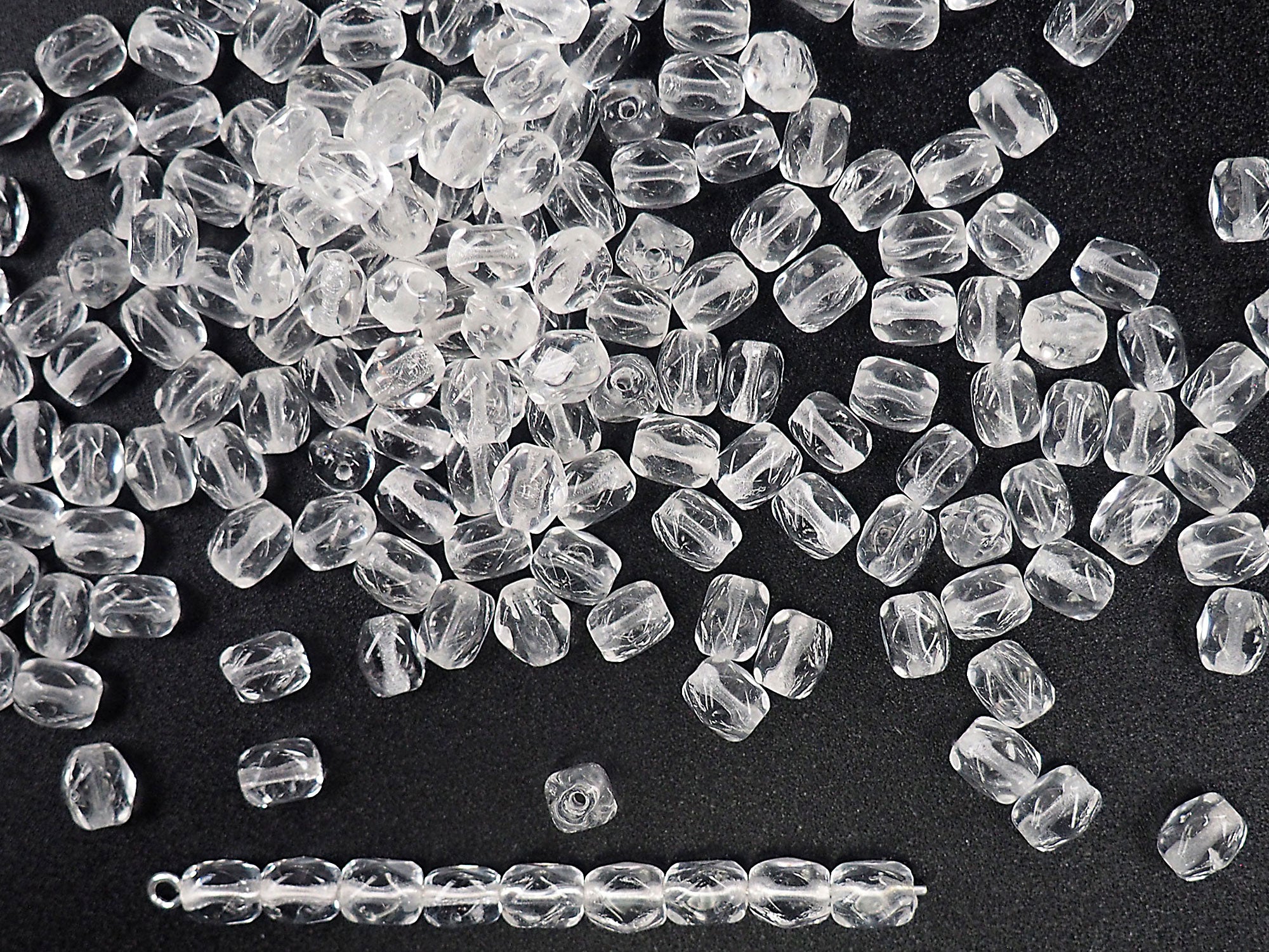 Czech Glass Druk Beads in size 6x5mm, Faceted, Clear Crystal, 50pcs, P893