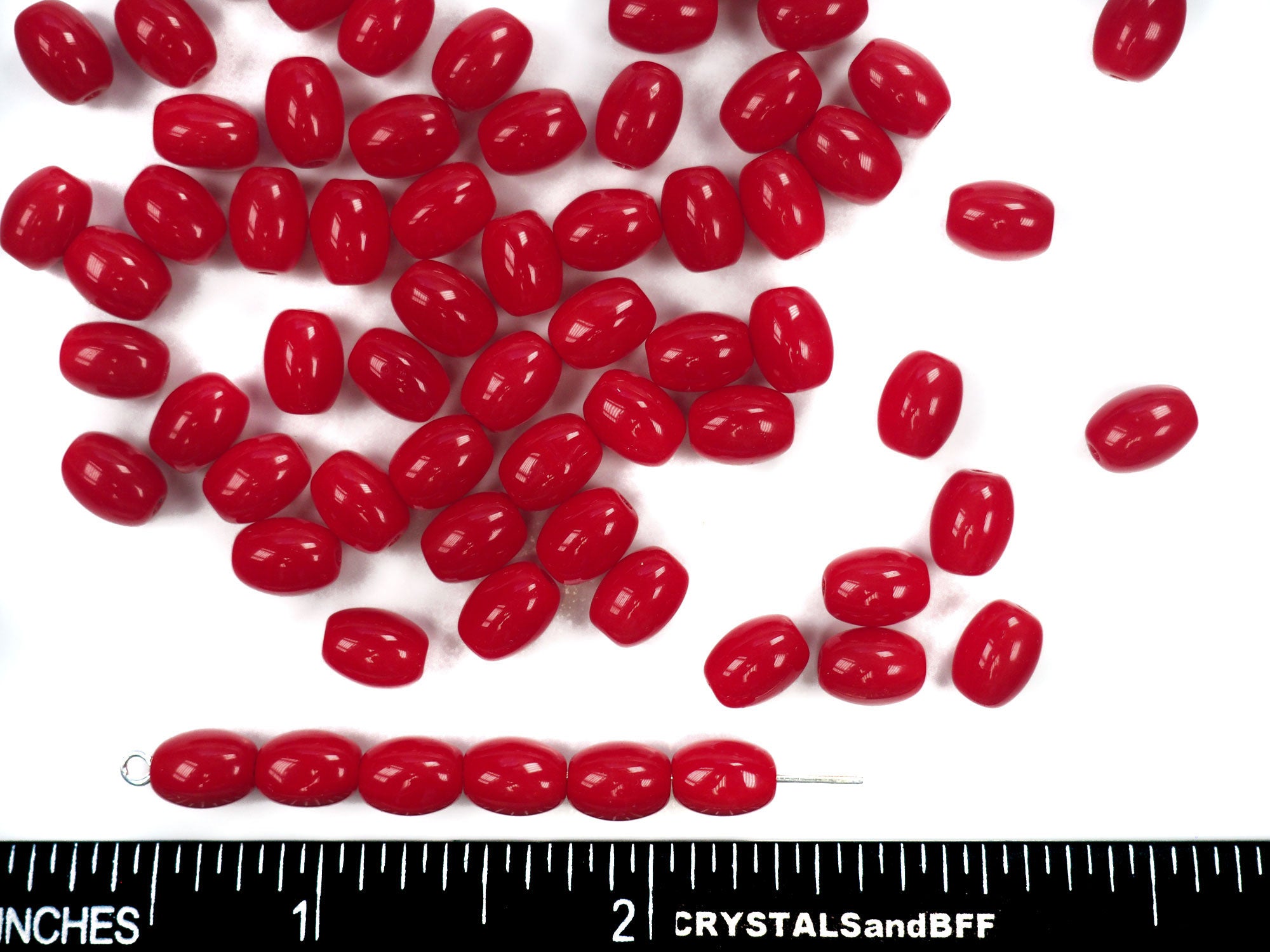 Czech Glass Druk Beads in size 8x6mm, Smooth, Red Opaque, 30pcs, P894