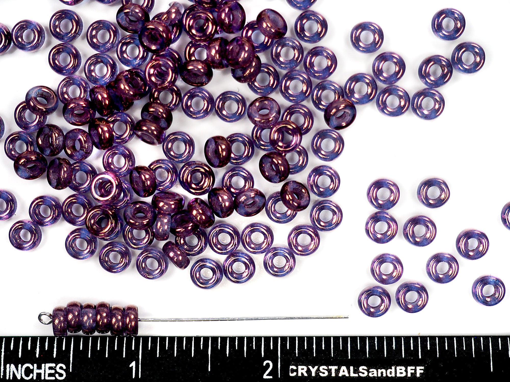 Czech Glass Druk Beads in size 3x6mm, Smooth Ring, Crystal Violet Luster, 50pcs, P896