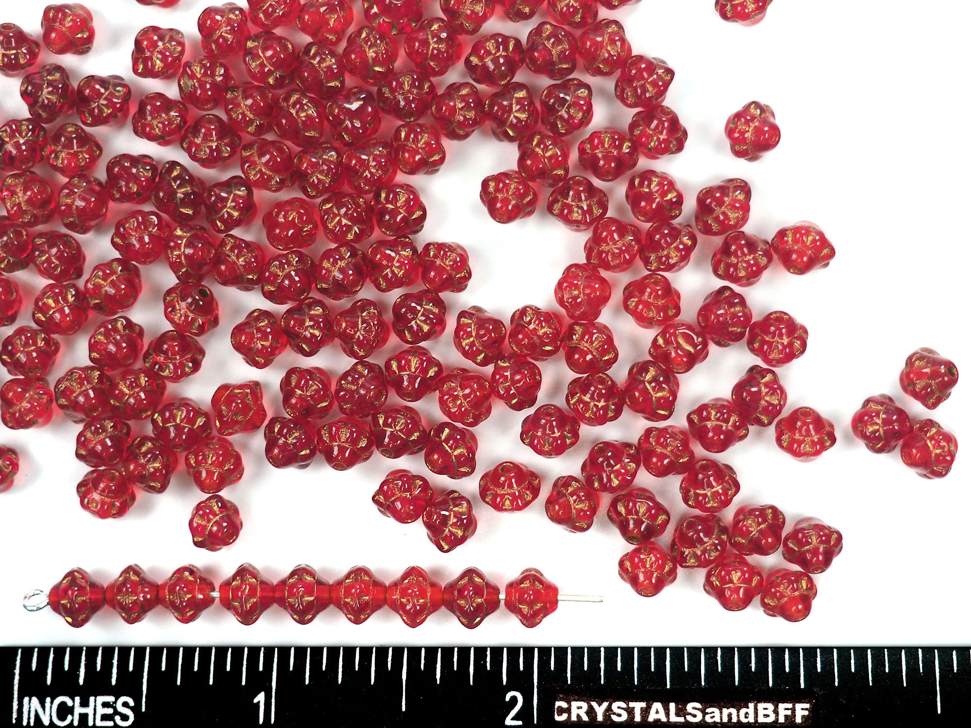 Czech Glass Druk Large Hole Beads in size 6mm, Red Coral Opaque color, -  Crystals and Beads for Friends