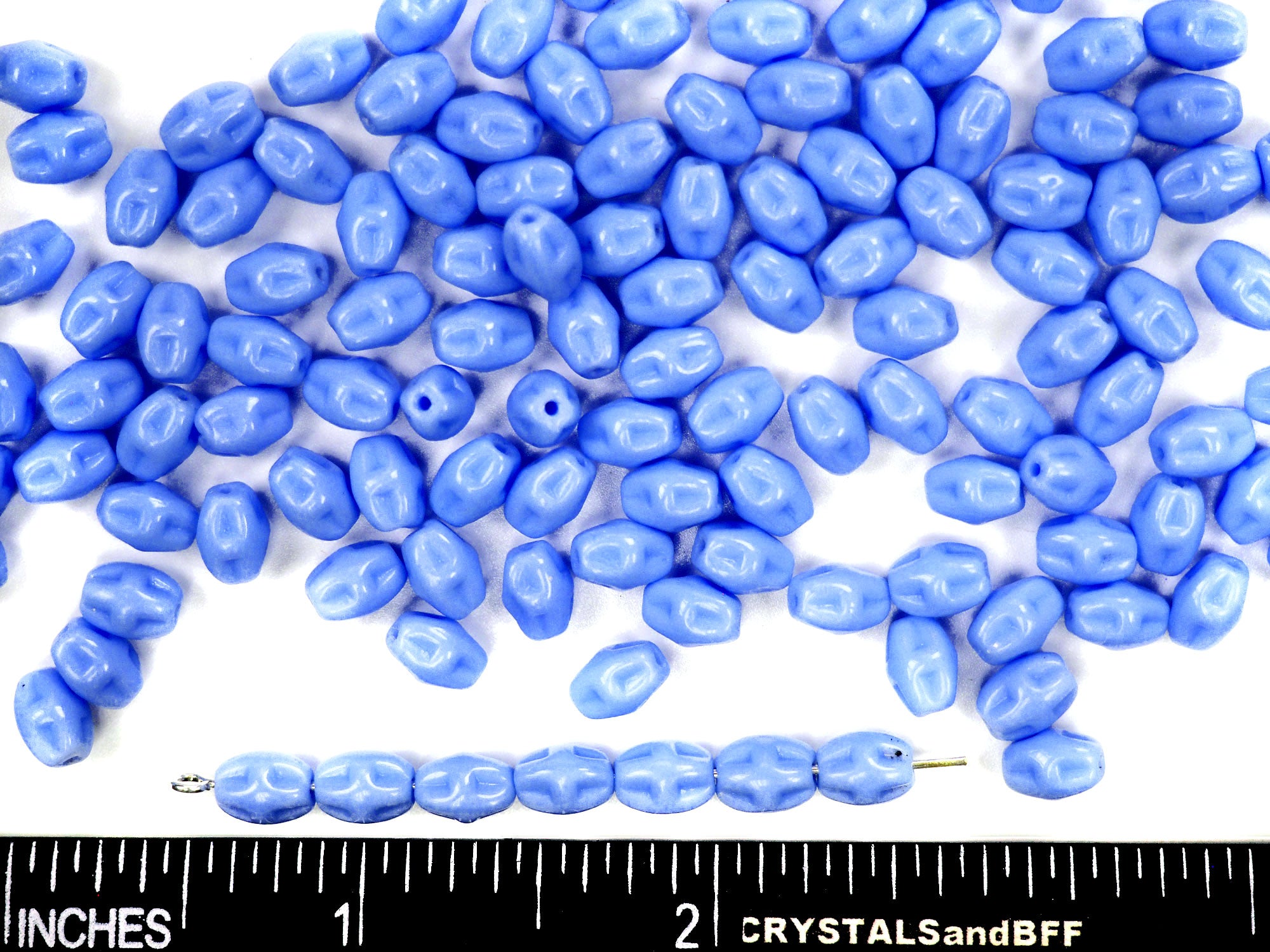 Czech Glass Druk Cross Beads in size 7x5mm, Blue Opaque color, 50pcs, P905