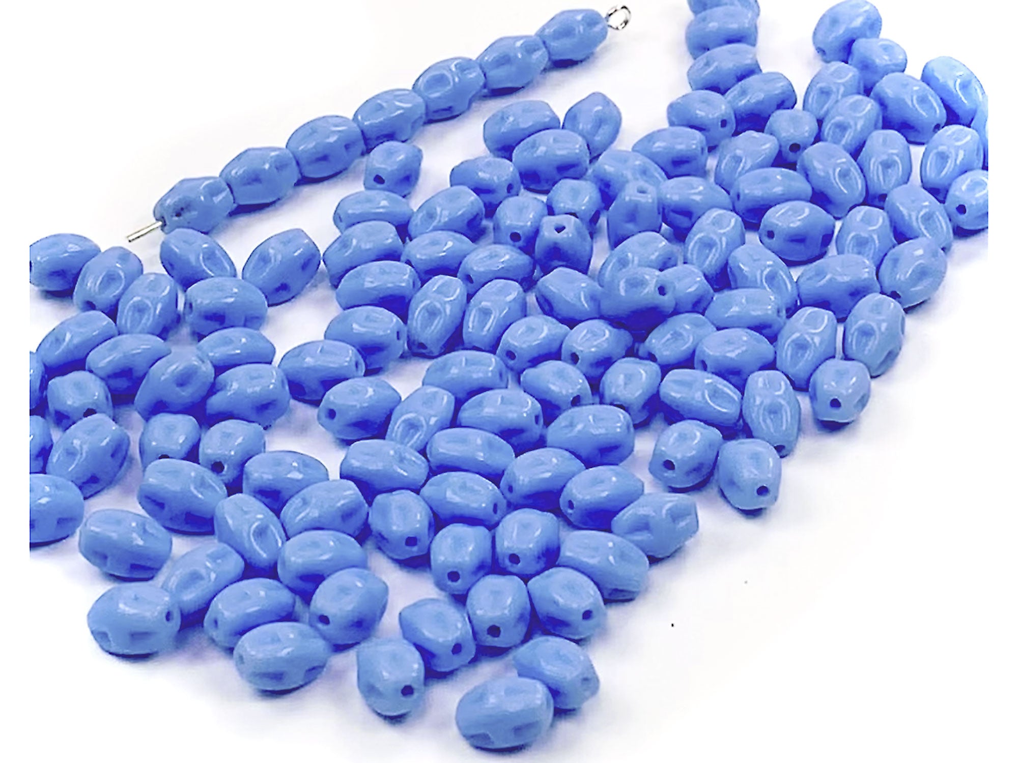 Czech Glass Druk Cross Beads in size 7x5mm, Blue Opaque color, 50pcs, P905