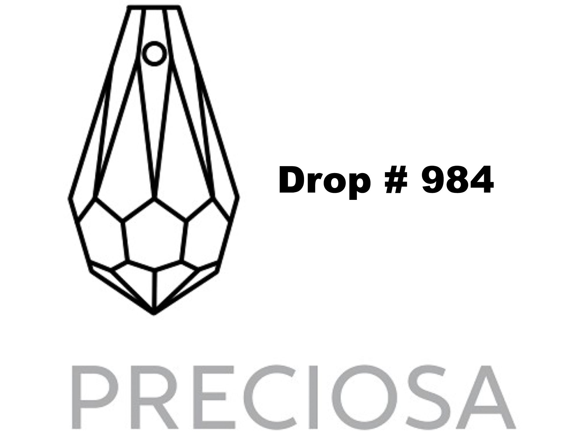Crystal AB, Preciosa Genuine Czech Crystals, Drop #984 Pendants 6.5x13mm Crystal AB (top drilled), 24pcs, P907