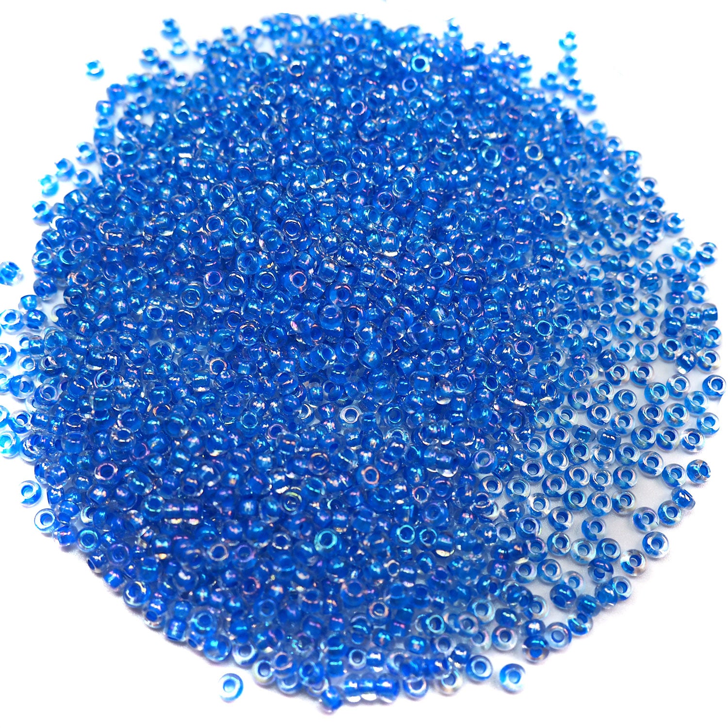 Rocailles size 9/0 (2.6mm) Blue Rainbow Lined, Preciosa Ornela Traditional Czech Glass Seed Beads, 30grams (1 oz), P923