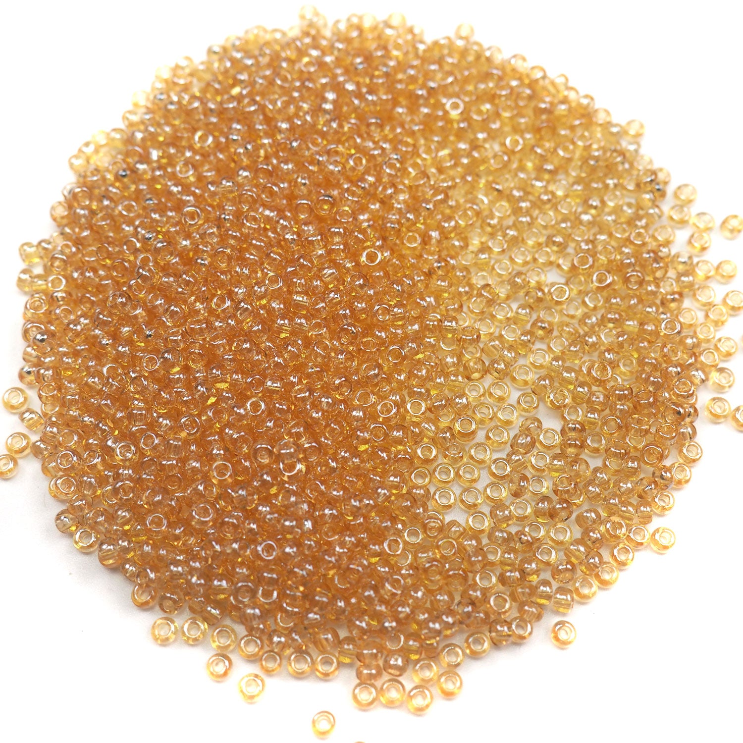 Rocailles size 9/0 (2.6mm) Light Topaz Brown Transparent Luster coated, Preciosa Ornela Traditional Czech Glass Seed Beads, 30grams (1 oz), P927