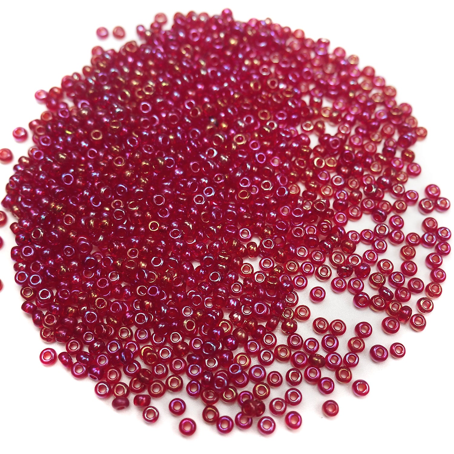 Rocailles size 9/0 (2.6mm) Ruby Red Rainbow, Preciosa Ornela Traditional Czech Glass Seed Beads, 30grams (1 oz), P941