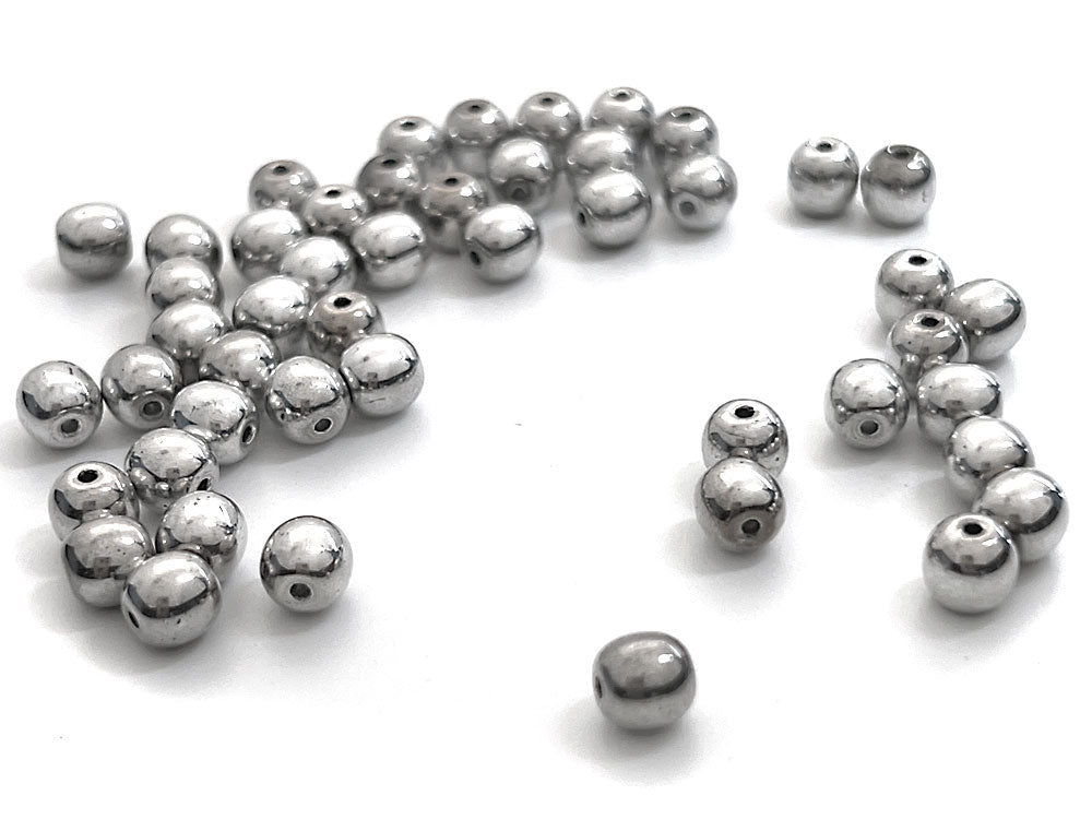 Czech Glass Druk Round Beads in sizes 4mm and 6mm, Smooth Pressed Bead -  Crystals and Beads for Friends