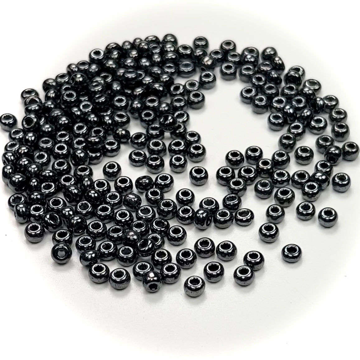 Rocailles size 6/0 (4mm) Hematite Metallic, Preciosa Ornela Traditional Czech Glass Seed Beads, 30grams (1 oz), P954