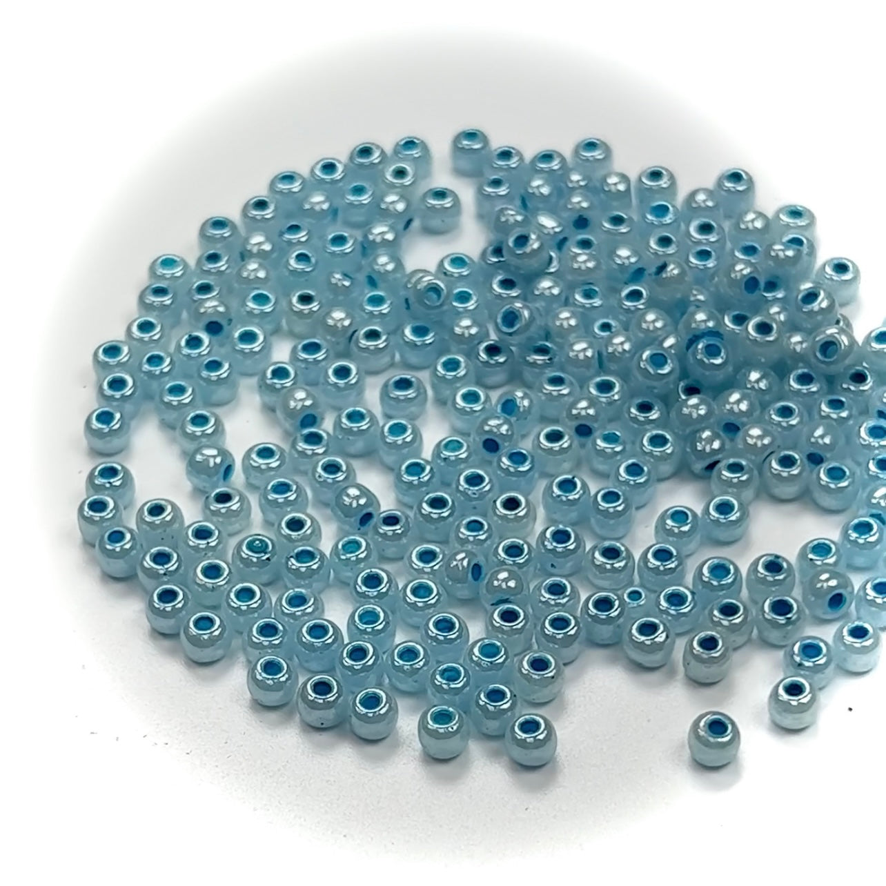 Rocailles size 6/0 (4mm) Ceylon Light Blue Lined, Preciosa Ornela Traditional Czech Glass Seed Beads, 30grams (1 oz), P958