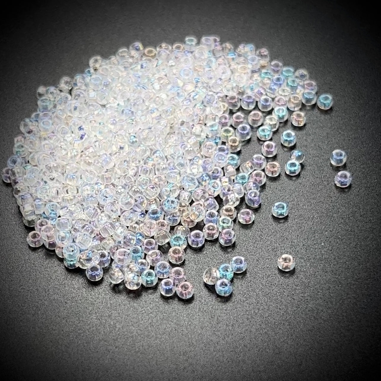 Rocailles size 7/0 (3.5mm) Crystal AB coated, Preciosa Ornela Traditional Czech Glass Seed Beads, 30grams (1 oz), P972
