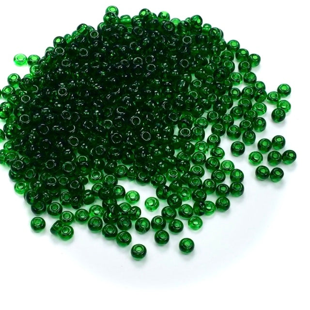 Rocailles size 7/0 (3.5mm) Medium Emerald green transparent, Preciosa Ornela Traditional Czech Glass Seed Beads, 30grams (1 oz), P977