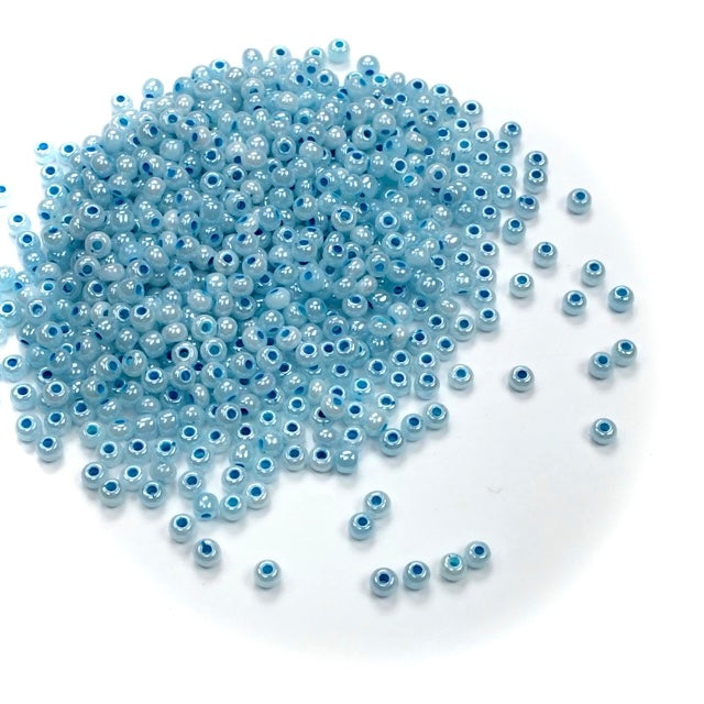 Rocailles size 8/0 (3mm) Ceylon Light Blue Lined, Preciosa Ornela Traditional Czech Glass Seed Beads, 30grams (1 oz), P978