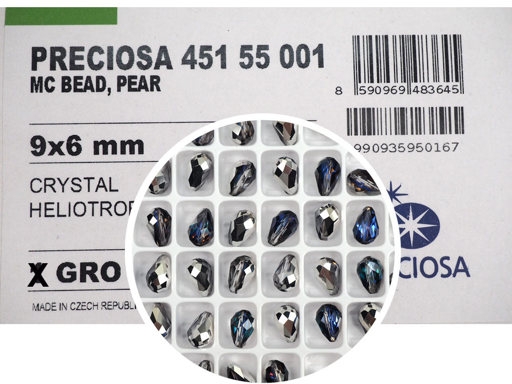 Crystal Heliotrope Preciosa Czech Machine Cut Pear Crystal Beads tear drop shape in size 9x6mm 36 pieces P301