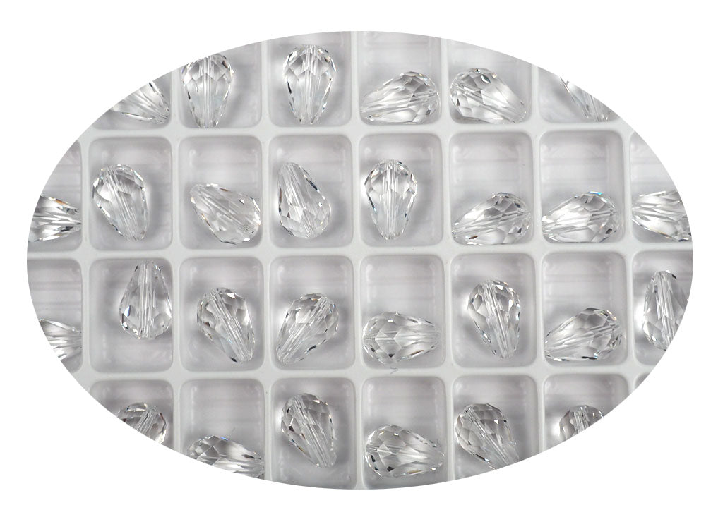 Clear Crystal Preciosa Czech Machine Cut Pear Crystal Beads tear drop shape in size 12x8mm 12 pieces P304