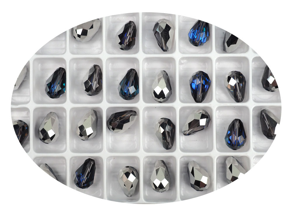 Crystal Heliotrope, Preciosa Czech Machine Cut Pear Crystal Beads, tear drop shape in size 12x8mm, 12 pieces