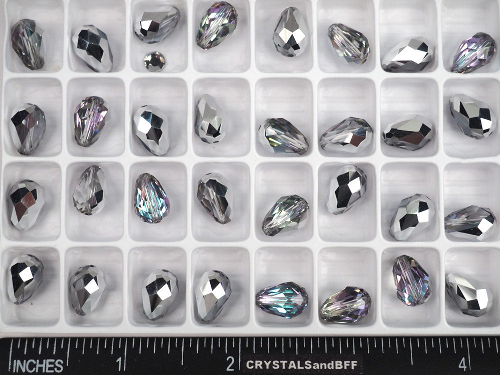 Crystal Vitrail Light, Preciosa Czech Machine Cut Pear Crystal Beads, tear drop shape in size 12x8mm, 12 pieces