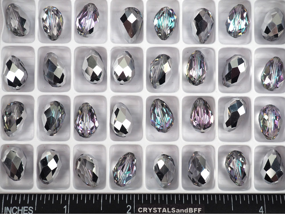 Crystal Vitrail Light Preciosa Czech Machine Cut Pear Crystal Beads tear drop shape in size 13.5x9mm 12 pieces P308