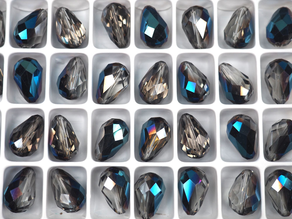 Crystal Blue Flare Preciosa Czech Machine Cut Pear Crystal Beads tear drop shape in size 15x10mm 12 pieces P312