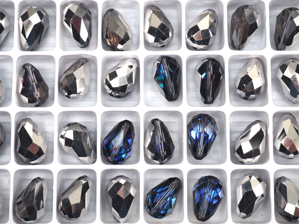 Crystal Heliotrope, Preciosa Czech Machine Cut Pear Crystal Beads, tear drop shape in size 15x10mm, 12 pieces