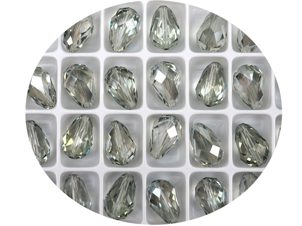 Crystal Viridian Preciosa Czech Machine Cut Pear Crystal Beads tear drop shape in size 15x10mm 12 pieces P311