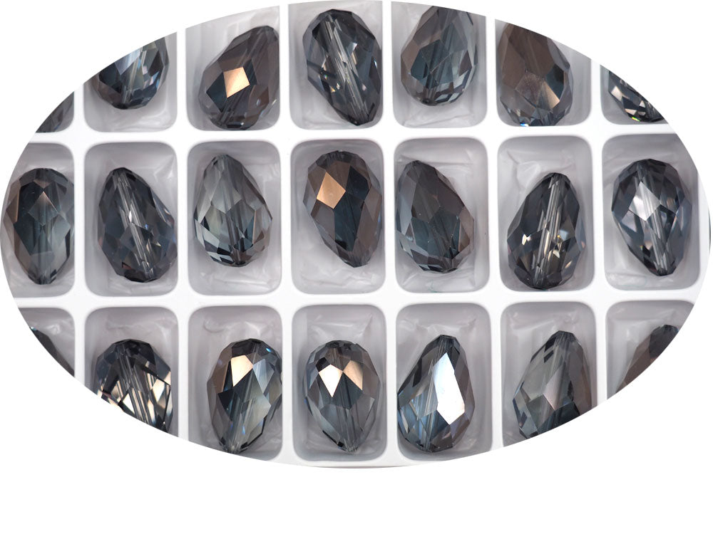 Crystal Valentinite Preciosa Czech Machine Cut Pear Crystal Beads tear drop shape in size 18x12mm 6 pieces P318