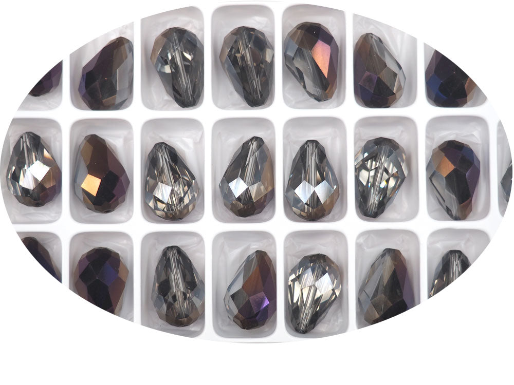 Crystal Zairite, Preciosa Czech Machine Cut Pear Crystal Beads, tear drop shape in size 18x12mm, 6 pieces