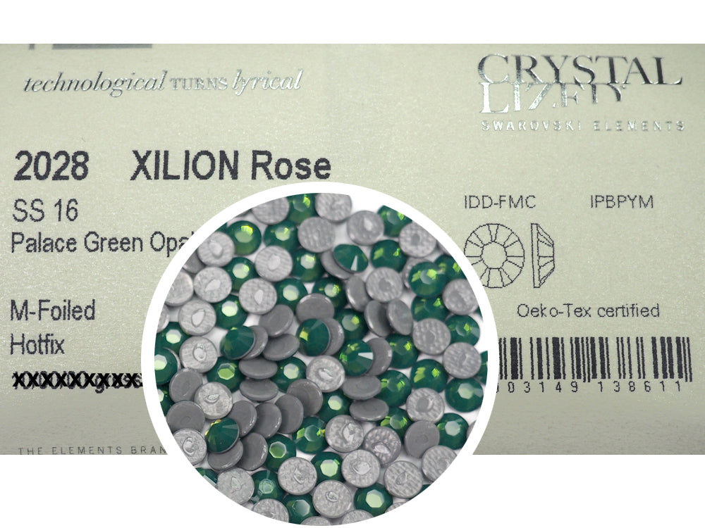Swarovski Art.# 2028/HOTFIX Flatbacks, Palace Green Opal Iron-on Rhinestones, ss20