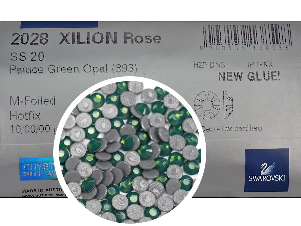 Swarovski Art.# 2028/HOTFIX Flatbacks, Palace Green Opal Iron-on Rhinestones, ss20