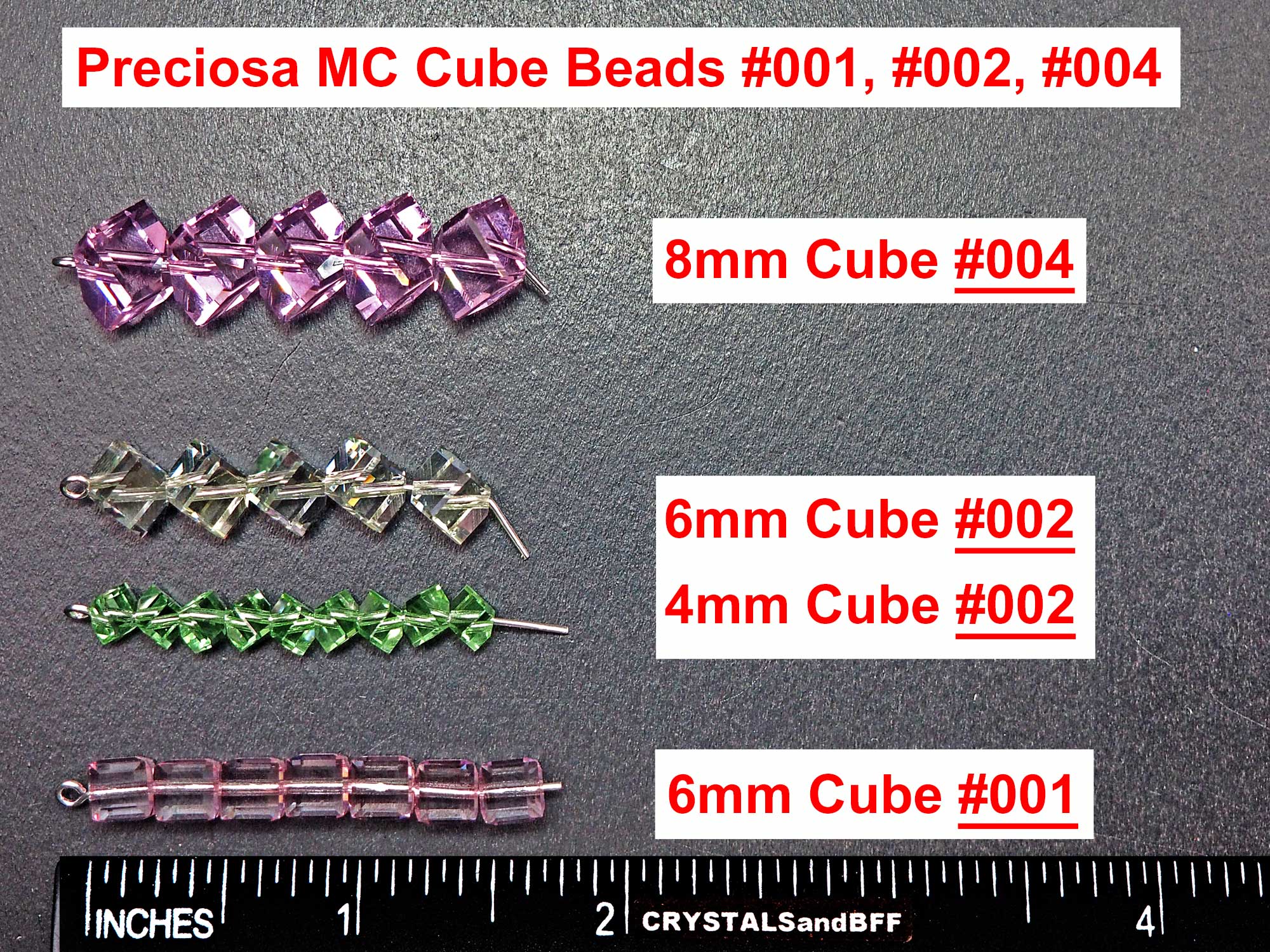 Pink Sapphire, Preciosa Czech Machine Cut Diagonal Cube #002 Crystal Beads, size 4mm, 24 pieces
