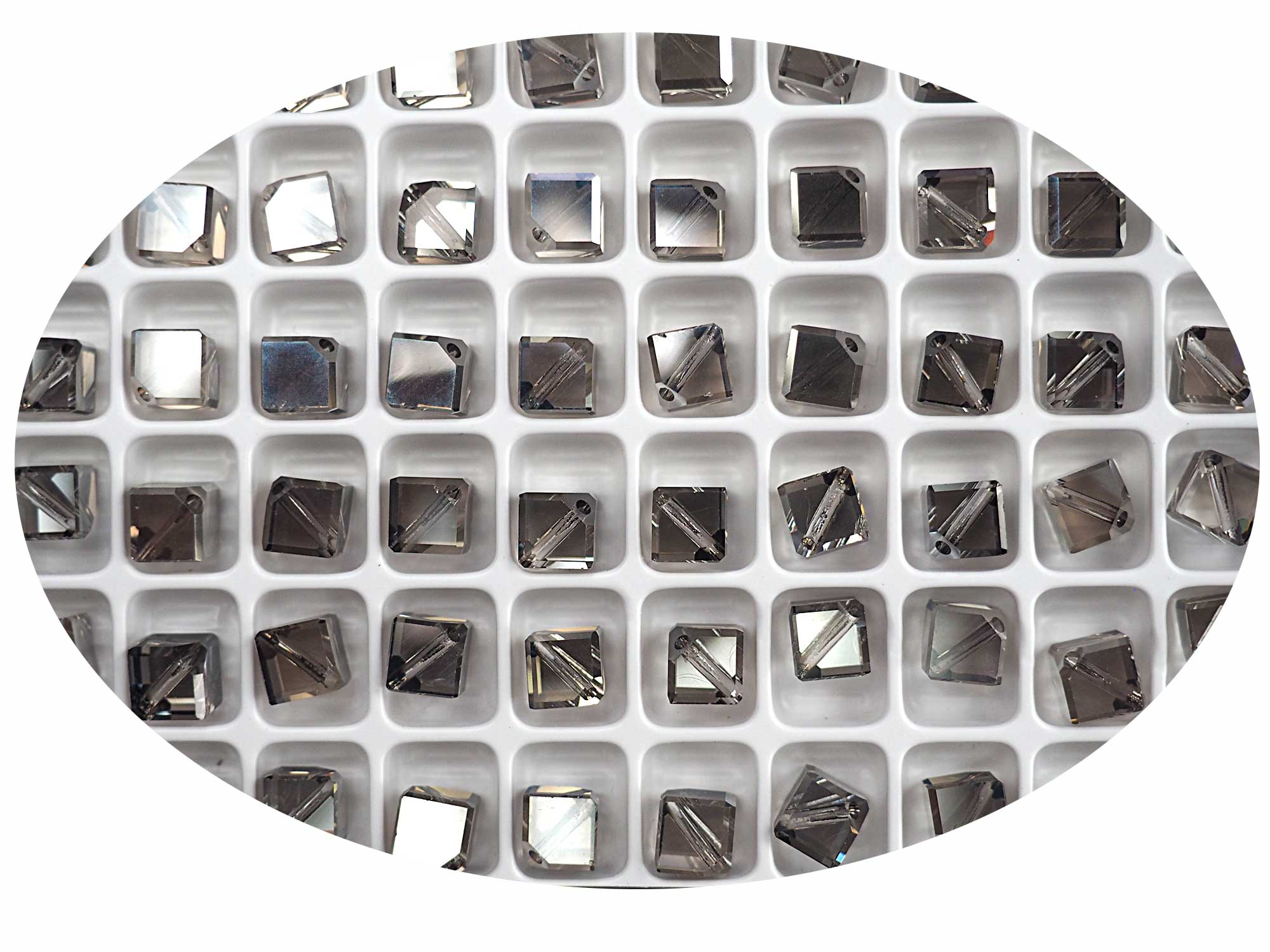 Crystal Velvet coated, Preciosa Czech Machine Cut Diagonal Cube #002 Crystal Beads, size 6mm, 12 pieces